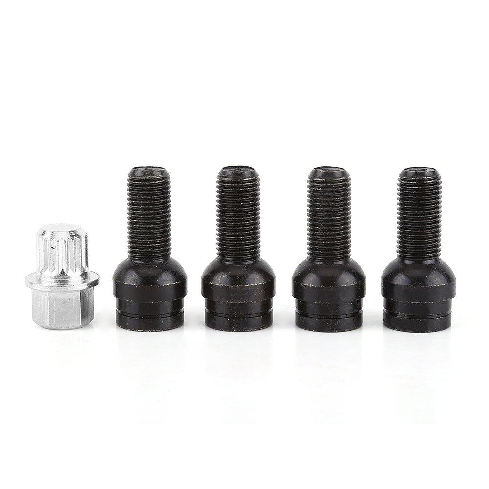 4+1 M14*1.5MM Черный Стальной Колесный Болт и Замковый Колесный Болт