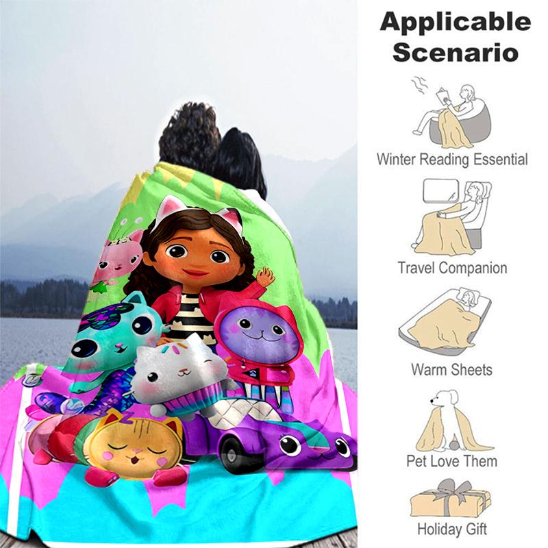 1pc Blanket Gabby's Dollhouse Print Design, Lightweight Blanket for Sofa, Bed- Soft &Warm, Gift for All Seasons like Christmas, Halloween
