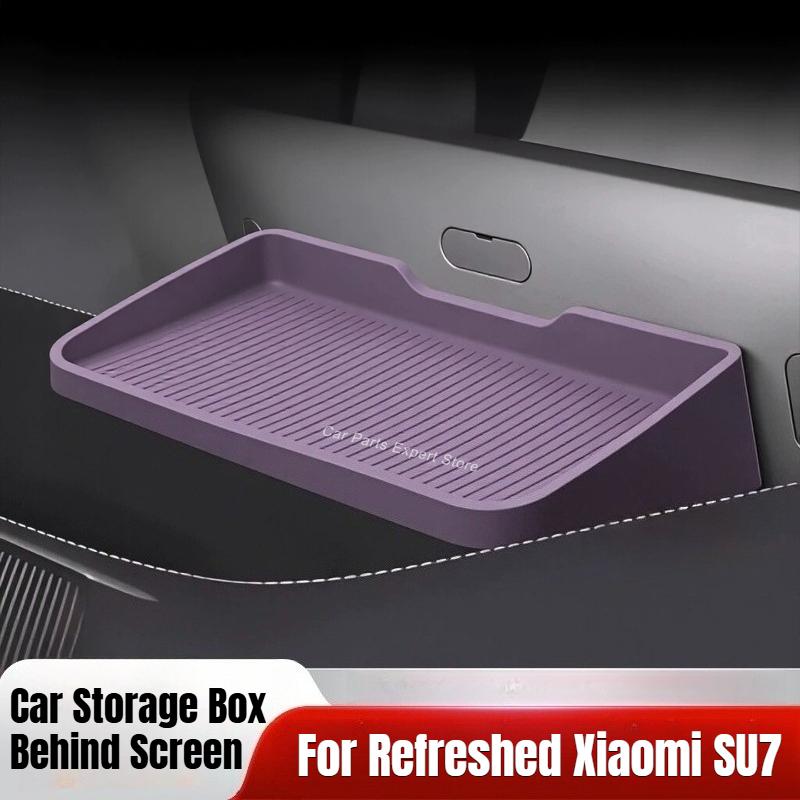 For Xiaomi SU7 Refreshed Car Storage Box Behind Screen Silicone Center Console Display Rear Tissue Holder Modified Accessories