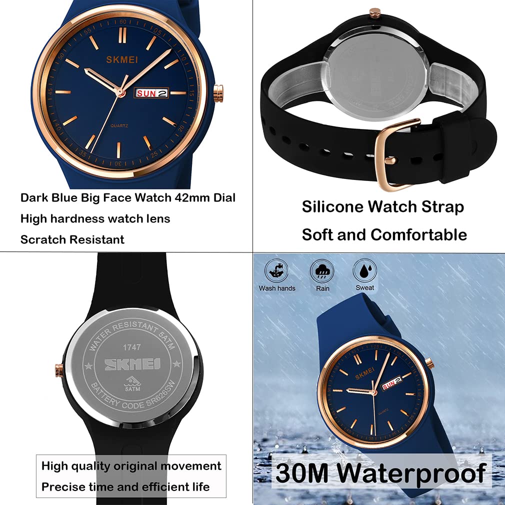 SKMEI Arm Analog Day of the High School темно-синие часы для женщин женские часы, водонепроницаемые, спортивные, силиконовые, милые, студенческие, простые, часы, женские