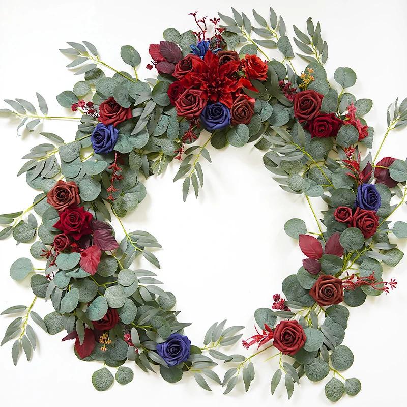 Artificial Flower Garlands for Table Runner Eucalyptus Sweetheart Table Centerpieces for Backdrop Boho Wedding Decoration