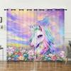 Curtains Cartoon Unicorn Decorative Sunshade Digital Printing Curtains Blackout Free Punching
