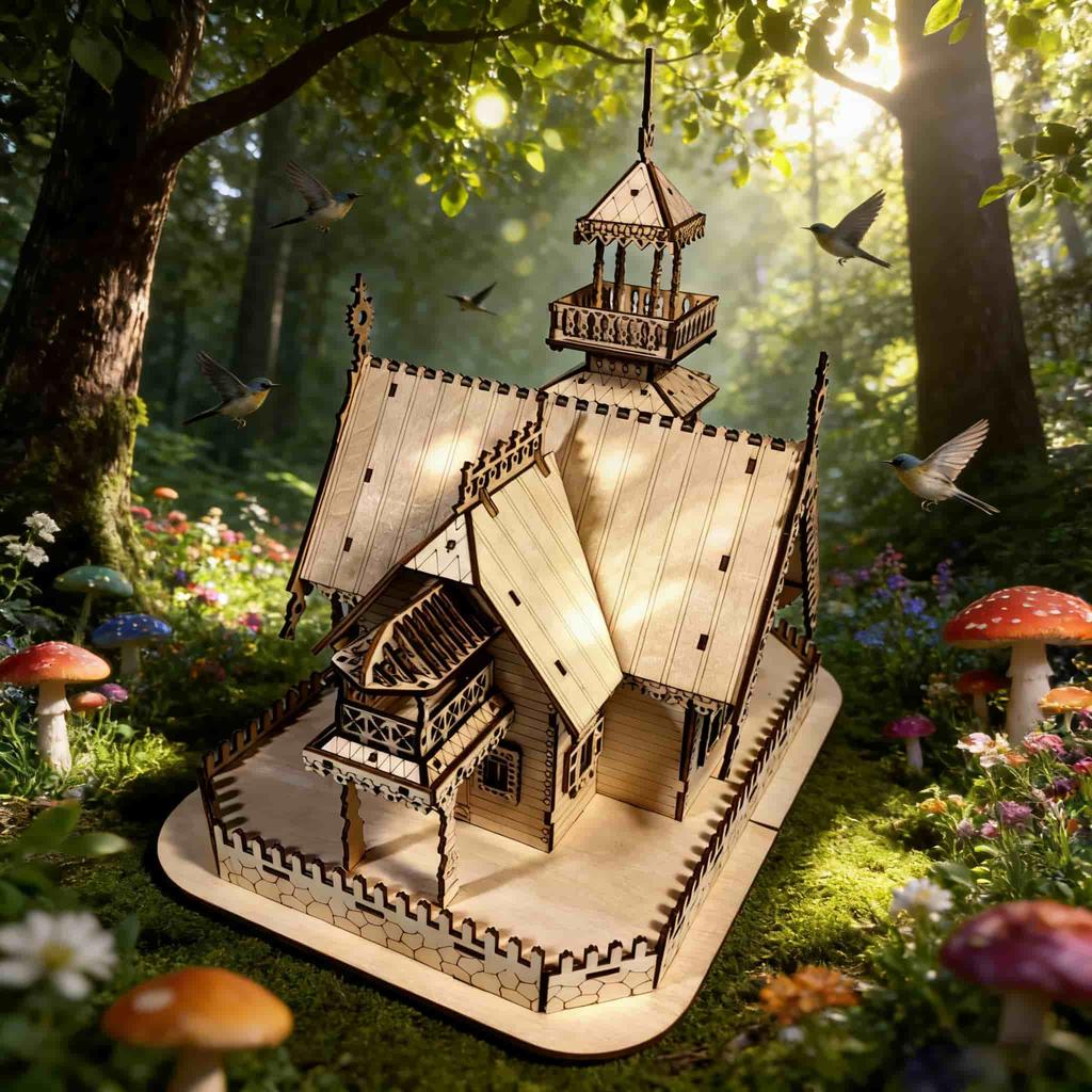 3D деревянный домик-пазл Сделай сам Миниатюрный набор Ручная работа Подарок Декор для дома Подарок на день рождения / День святого Валентина