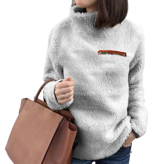 KOKKO Женская блузка однотонная плюшевая осенне-зимняя свободная ветрозащитная пуловер для вечеринки