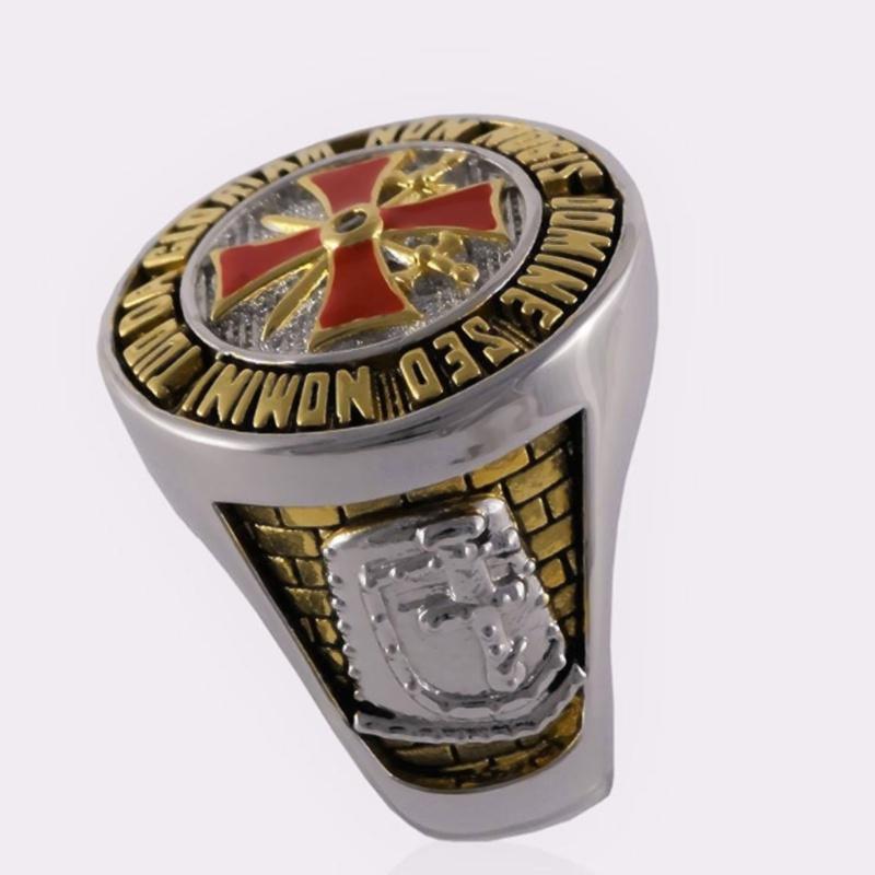 Кольцо из нержавеющей стали размера 7–14 в масонском стиле тамплиера Hoc Signo Vinces Knight