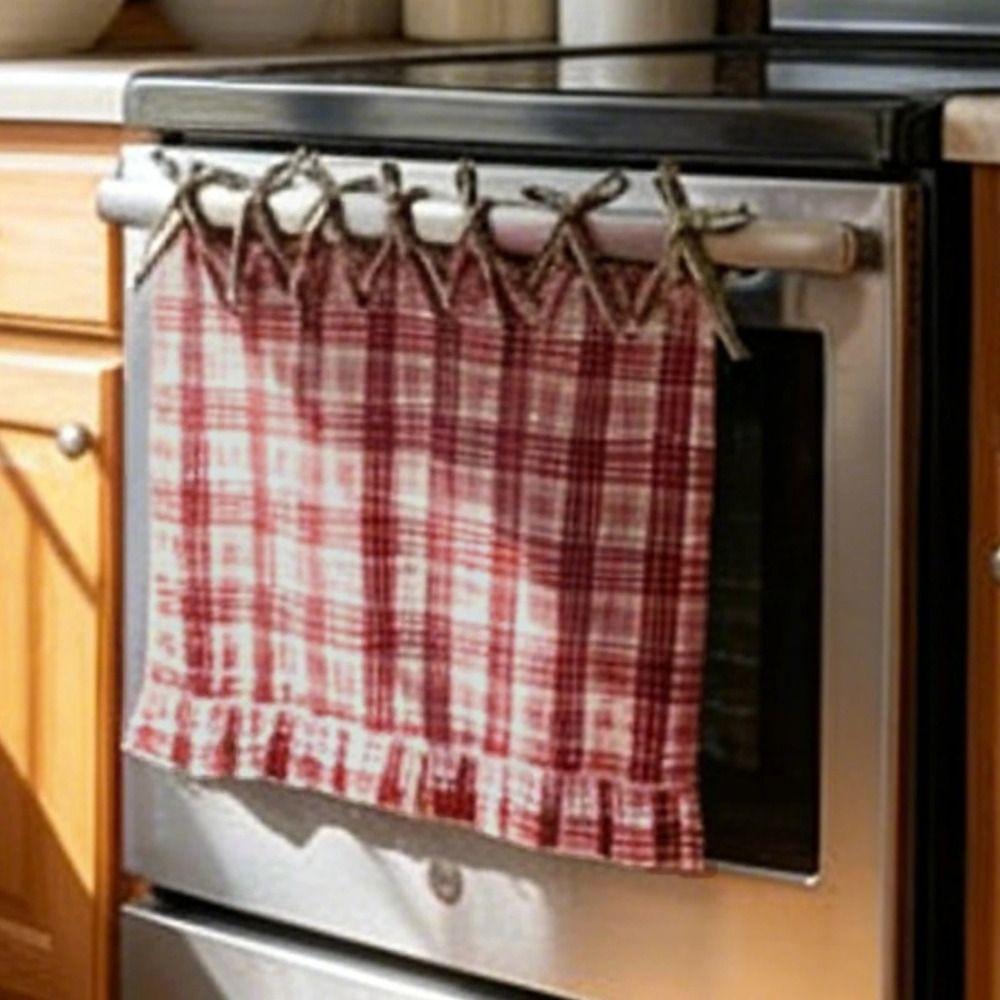 Ruffle Trim Oven Door Curtain Heat-Resistant Stove Cover Skirt Oven Skirt  Kitchen Decor