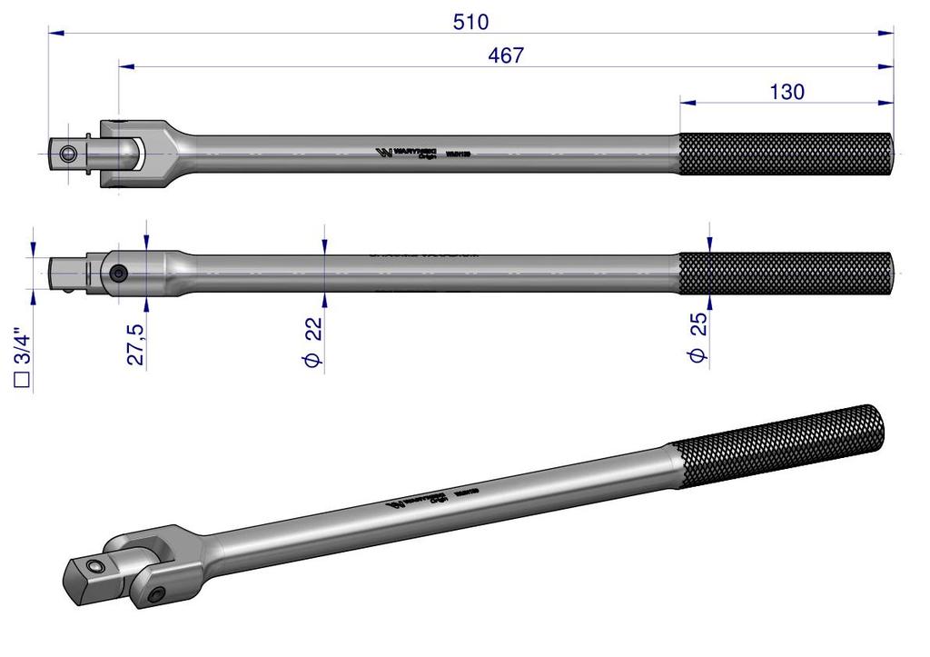 Rękojeść Przegubowa 3/4 Crv Waryński 480Mm