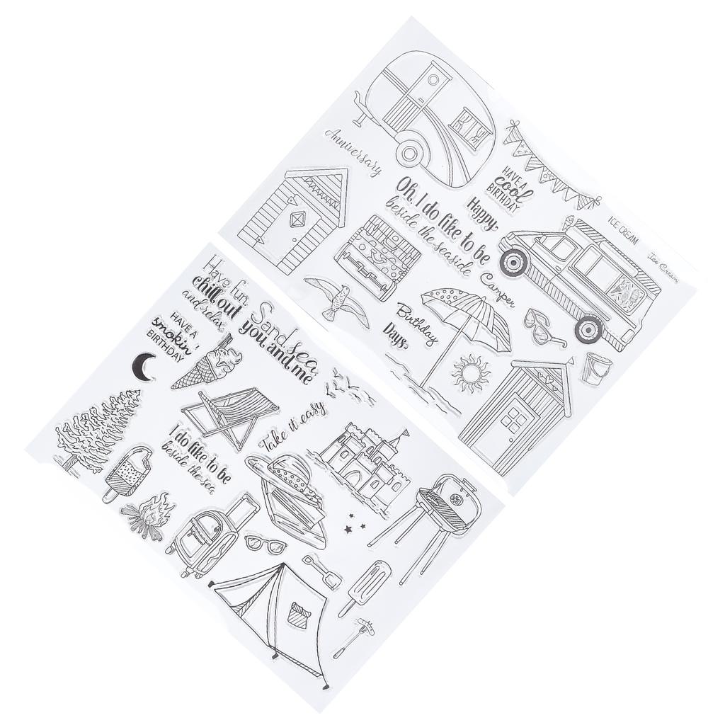 2 шт. прозрачная печать штамп летняя поездка замок автомобиль палатка для изготовления открыток скрапбукинг