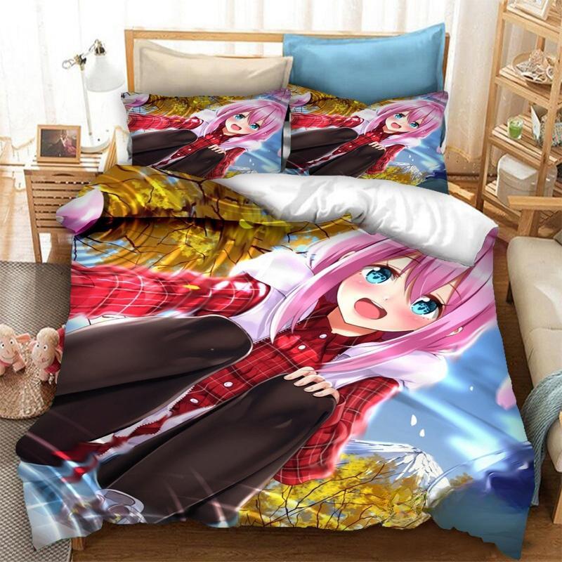 Новый 3D-принт Аниме Yuru Camp Комплект постельного белья Пододеяльники Наволочки 2/3 предмета Одеяло Комплекты постельного белья Постельное белье Постельное белье для дома Текстиль для дома