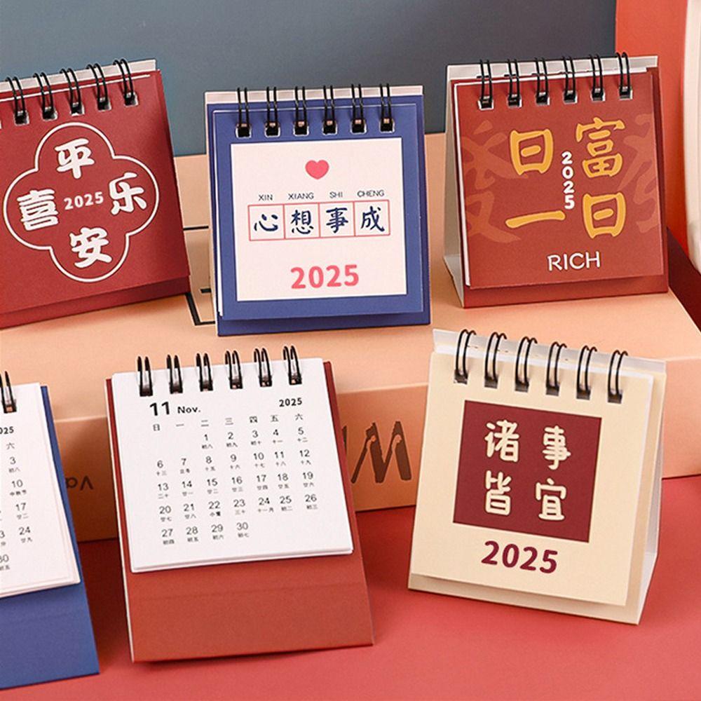2025 Mini Desktop Paper Calendar Multi-function Agenda Organizer Home Office Supplies