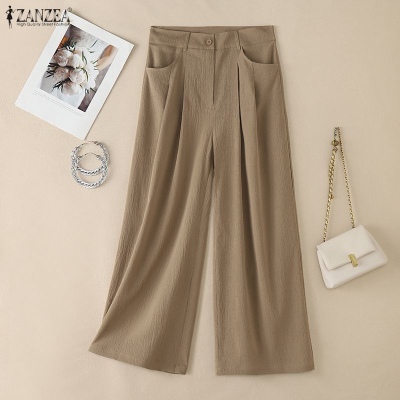 Solid Casual Zanzea Color Women Loose Wide Leg Pants