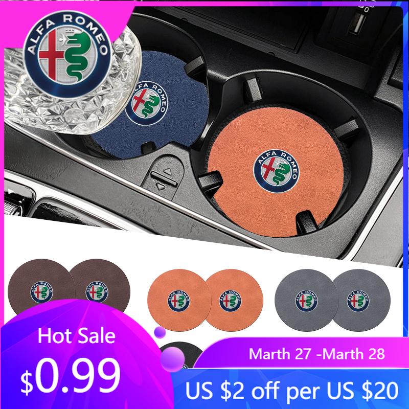LMRGZ1 For Alfa Romeo Car Anti-slip Water Cup Heat Insulation Mat Suede Decor Coaster For Alfa Romeo Giulietta GT 159 147 156 Mito Brer