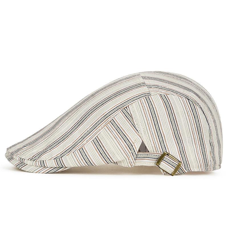 Retro Striped Beret Female British Retro Duck Tongue Forward Hat Men's Literary Young Painter Hat Stripe Lattice Berets Hats