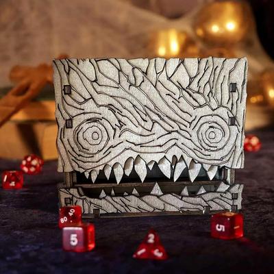 Коробка для хранения книги монстров Dungeons And Dragons, Деревянная коробка для хранения Декоративный держатель для кубиков, Коричневый, Для настольной игры, Подарок