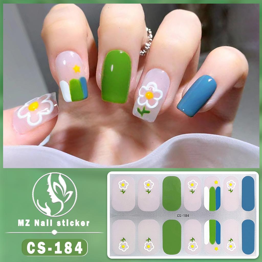 CS Waterproof No-Cure Gel Nail Wraps, Full Cover Japanese & Korean Style Heart Pattern Nail Stickers, Nail Patch Films