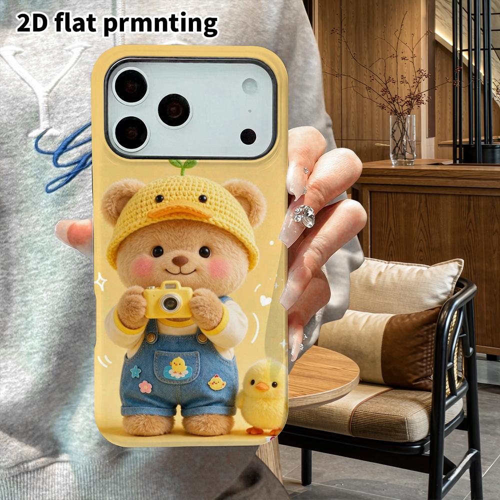 Phone Case: 2D flat design suitable for iPhone 18, 17, 16, 15, 14, 13 Pro film protection case, couple style, photo bear, Christmas and Halloween gift