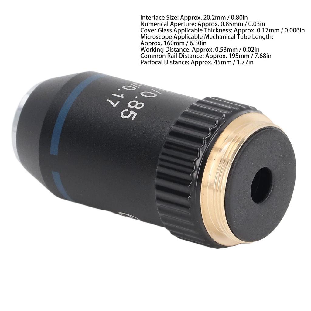 Объективная линза высокой светосилы, международный стандарт RMS, хромированная, для биологических микроскопов 60x, ахроматическая, пропускание, защита, размер,
