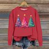 Женская модная рождественская свободная толстовка с длинным рукавом и круглым вырезом с мелким принтом