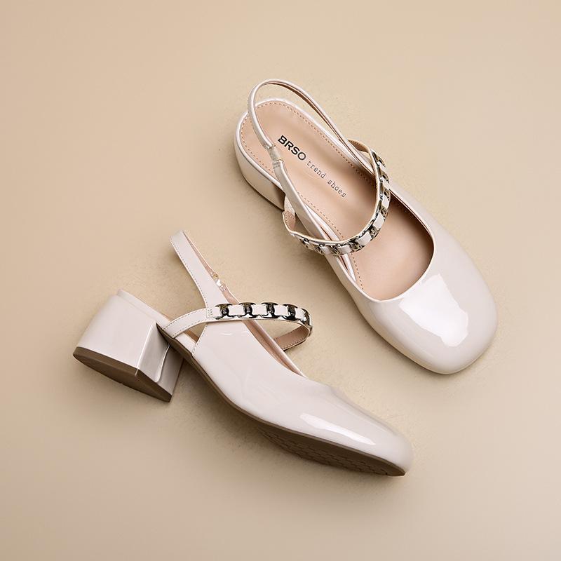 Женские летние туфли Мэри Джейн 2025 Новая мода Толстый каблук Задний ремешок Босоножки на высоком каблуке Женские туфли-лодочки для вечеринки