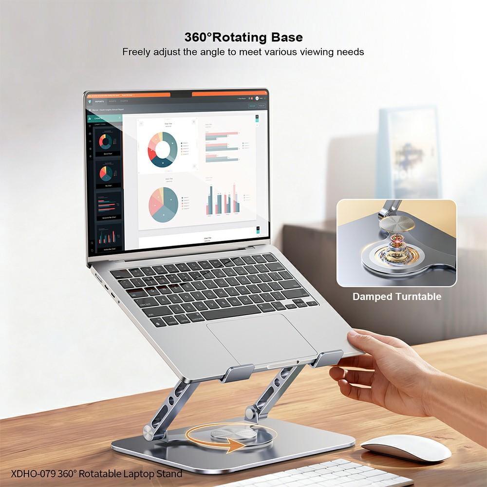 XUNDD XDHO-079 Hollow Out Laptop Stand 360 Degree Rotatable Foldable Carbon Steel Desktop Notebook Bracket
