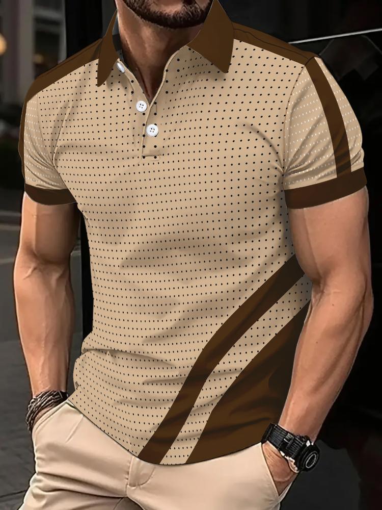 Мужская модная спортивная рубашка-поло в стиле пэчворк