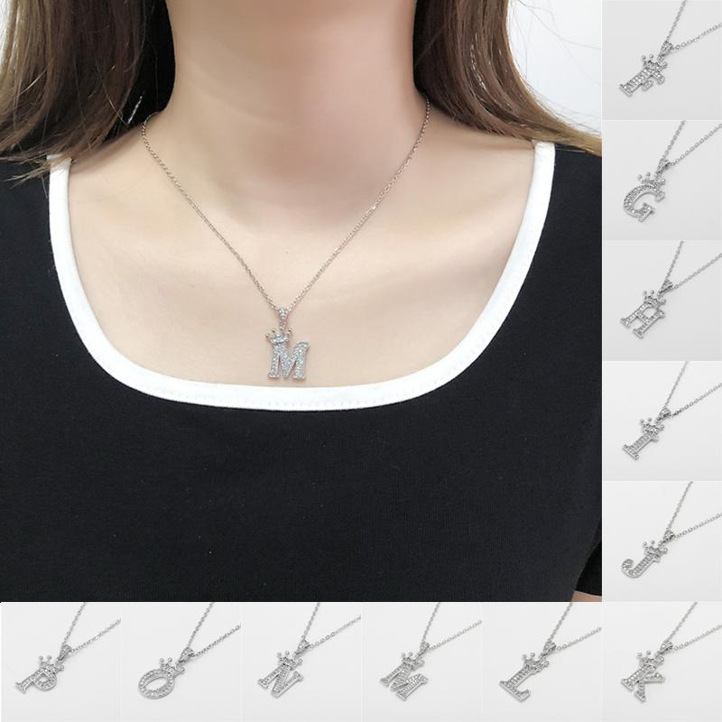 Унисекс AZ Алфавит Подвеска Модная Винтажная Цепочка Ювелирные Изделия Аксессуары Кристалл Циркон Подарки Ожерелья Новый Стиль Хип-Хоп Панк Корона