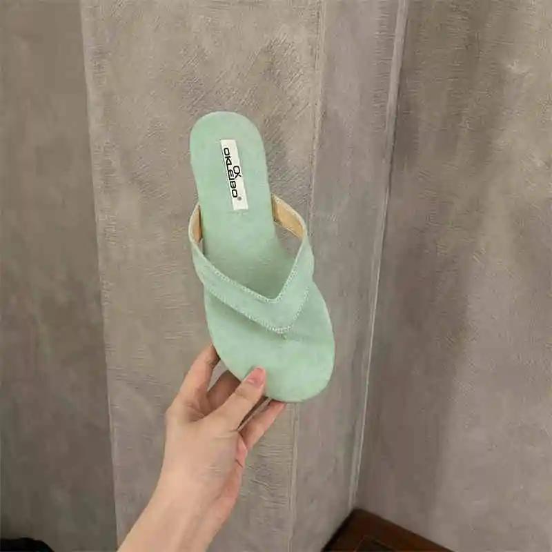 Новые летние женские повседневные шлепанцы с перемычкой между пальцами, женские удобные уличные пляжные отпускные балетки, шлепанцы