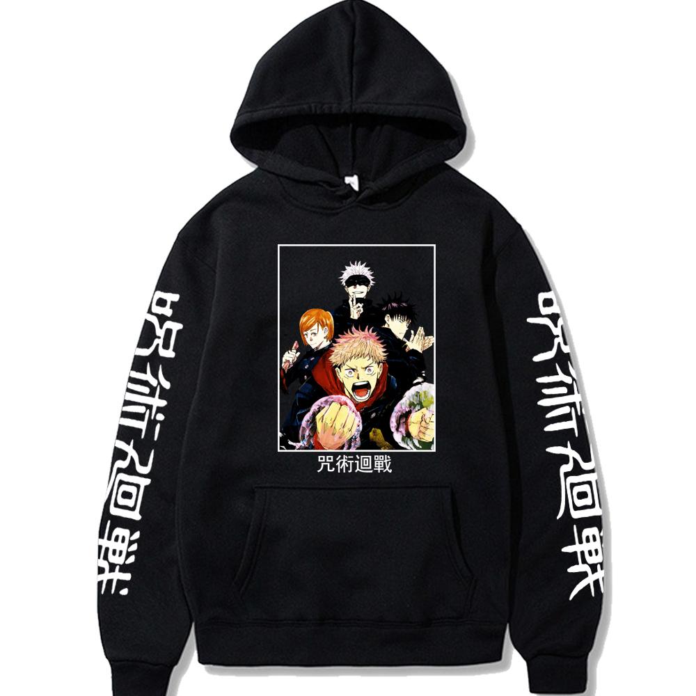 Jujutsu Kaisen Японское Аниме Годжо Сатору Графические Худи Оверсайз Худи с Капюшоном Длинный Рукав Хлопковое Худи Мужская Женская Одежда