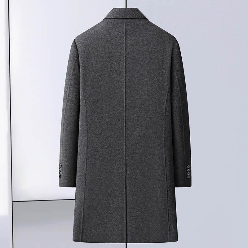 Winter Work Double-sided Woolen Coat Men's Medium and Long Single-breasted Take-off Goose Down Liner Fashion Casual Woolen Coat