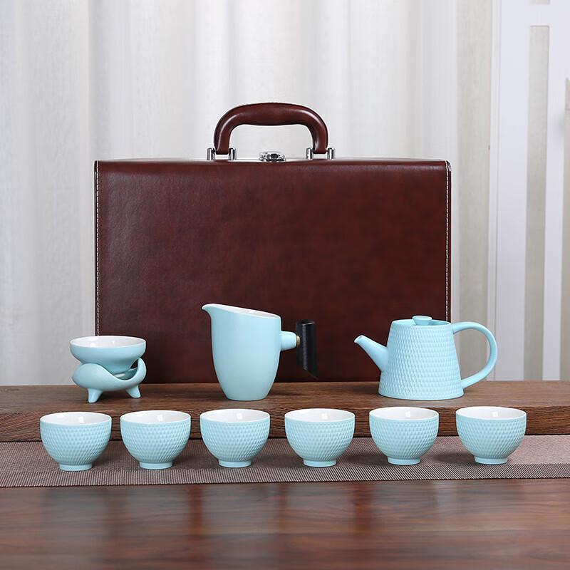 Chaxun Stone Glaze Black Pottery 10-Piece Tea Set