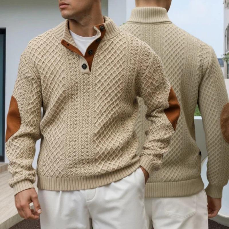 Men S Long Sleeve Pullover Knit Henley Shirt For Spring Autumn Casual