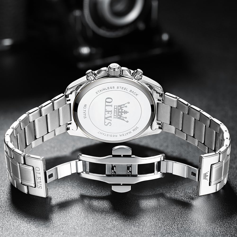 OLEVS кварцевые популярные часы стильные многофункциональные часы из нержавеющей стали водонепроницаемые часы с датой аналоговые модные студенческие часы для мужчин синие мужские