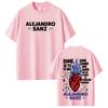 Rapper Alejandro Sanz Tour 2026 Print T Shirt Men's Women Fashion T-shirt Summer Short-sleeved Loose Casual Cotton Male T-shirts