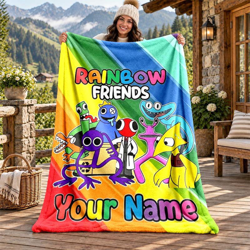 Banban Custom Name Flannel Blanket Personalized Soft Warm Plush Throw Blanket Customized Gift for Family Friends