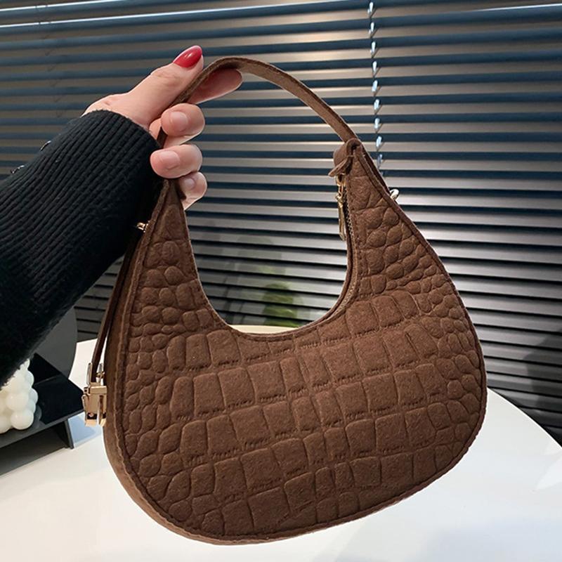 New Fashion Women Bag Retro Felt Impressed Crocodile Underarm Bag Women Shoulder Bag
