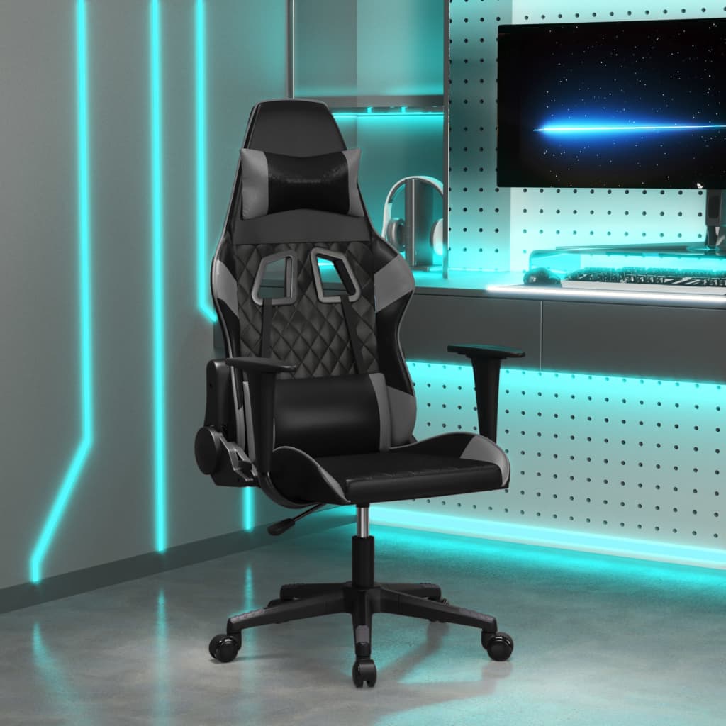 Gaming Chair Black and Gray Artificial Leather