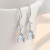 Real 925 Sterling Silver Long Tassel Crystal Oval Drop Earring For Women Girls Wedding Party Elegant Jewelry