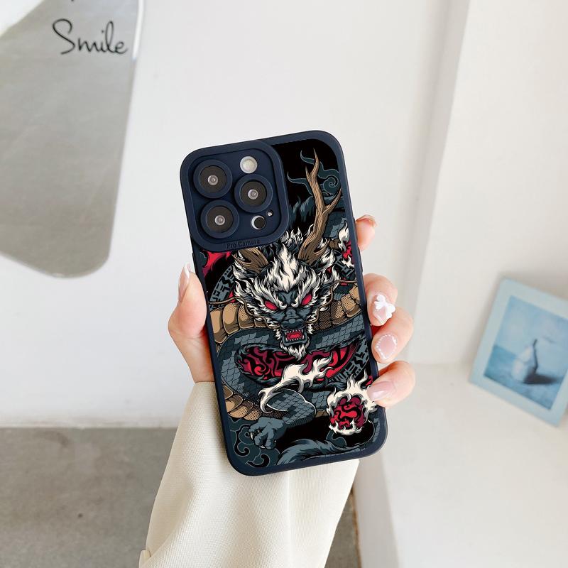 Модный китайский винтажный чехол с драконом для iPhone 13 12 11 14 Pro Max 14 Plus 7 8 Plus SE2020 XS XR X Мягкая силиконовая задняя крышка