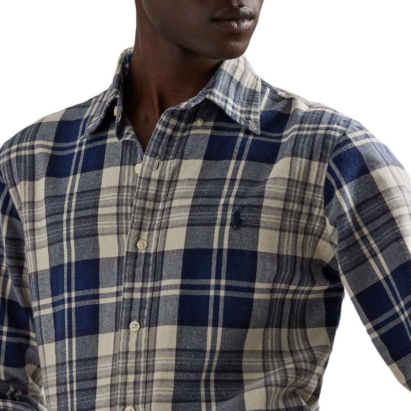 Polo Ralph Lauren Клетчатая рубашка из оксфордского хлопка с длинным рукавом Классическая версия Мужские рубашки 710950421-004
