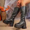 High Heels Women Leather High Boots Designer Fashion Warm Casual Walking Shoes Women 2024 Trend New Winter Snow Cozy Botas Mujer