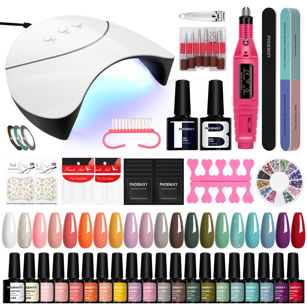 Большой набор с лампой для маникюра гель-лаком PHOENIXY