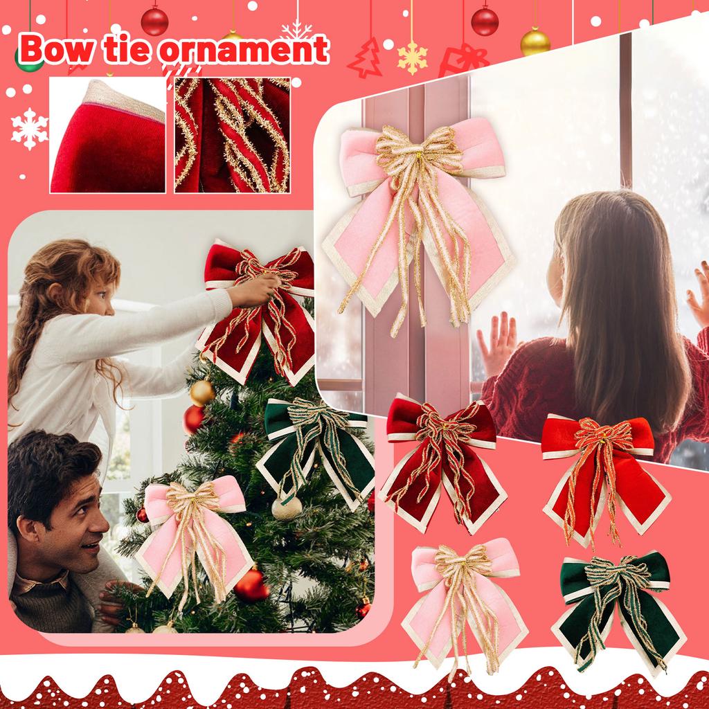 Christmas Decorations High-end Gold Velvet Bow Christmas Flocking Bow