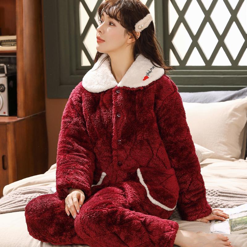 2 шт. Зимняя женская теплая домашняя одежда пижамы женская фланелевая толстая коралловая флисовая милая мультяшная пижама большого размера шерстяная пижама
