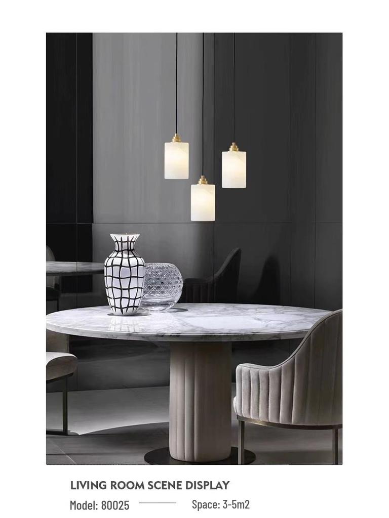 Spanish Alabaster Bedside Pendant Light - Minimalist Design for Master Bedroom, Hallway, or Foyer