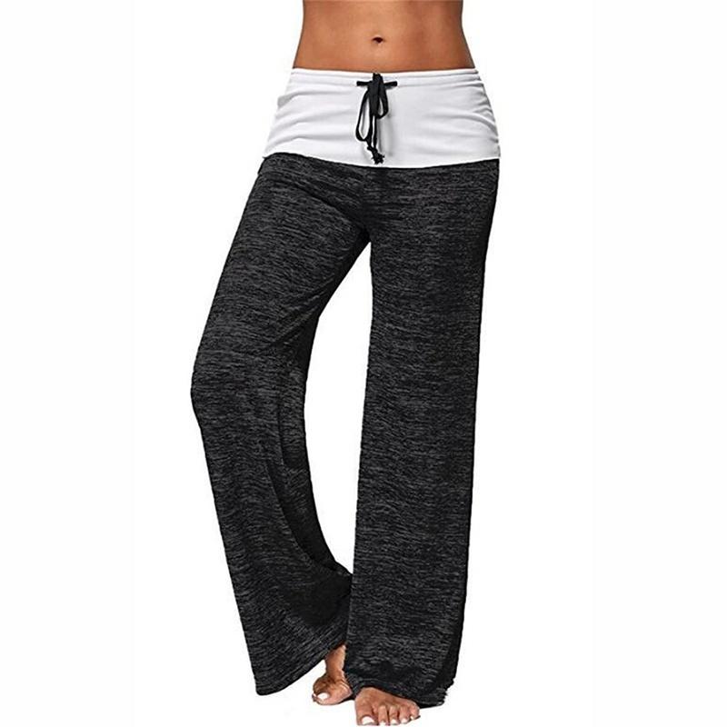 Женские штаны для йоги Block Wide Leg, свободные длинные брюки со средней талией, большие размеры