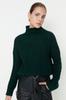 Women's Fashion New Sweater Navy Blue Soft Textured High Collar Knitwear Sweater