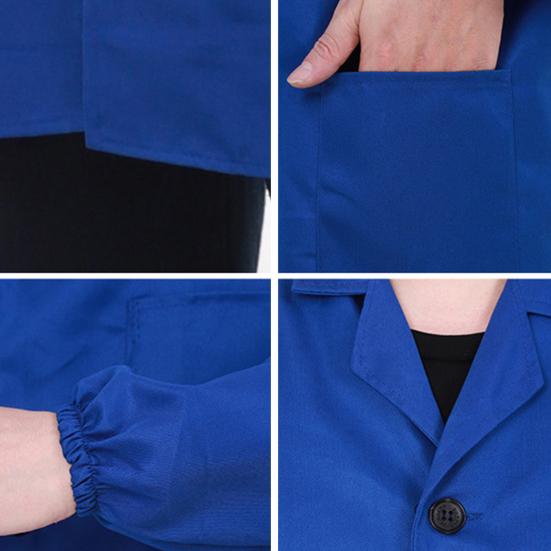 Женское и мужское рабочее пальто с лацканами, длинными рукавами, эластичными манжетами, однотонная моющаяся рабочая куртка с карманом, однобортная верхняя одежда средней длины