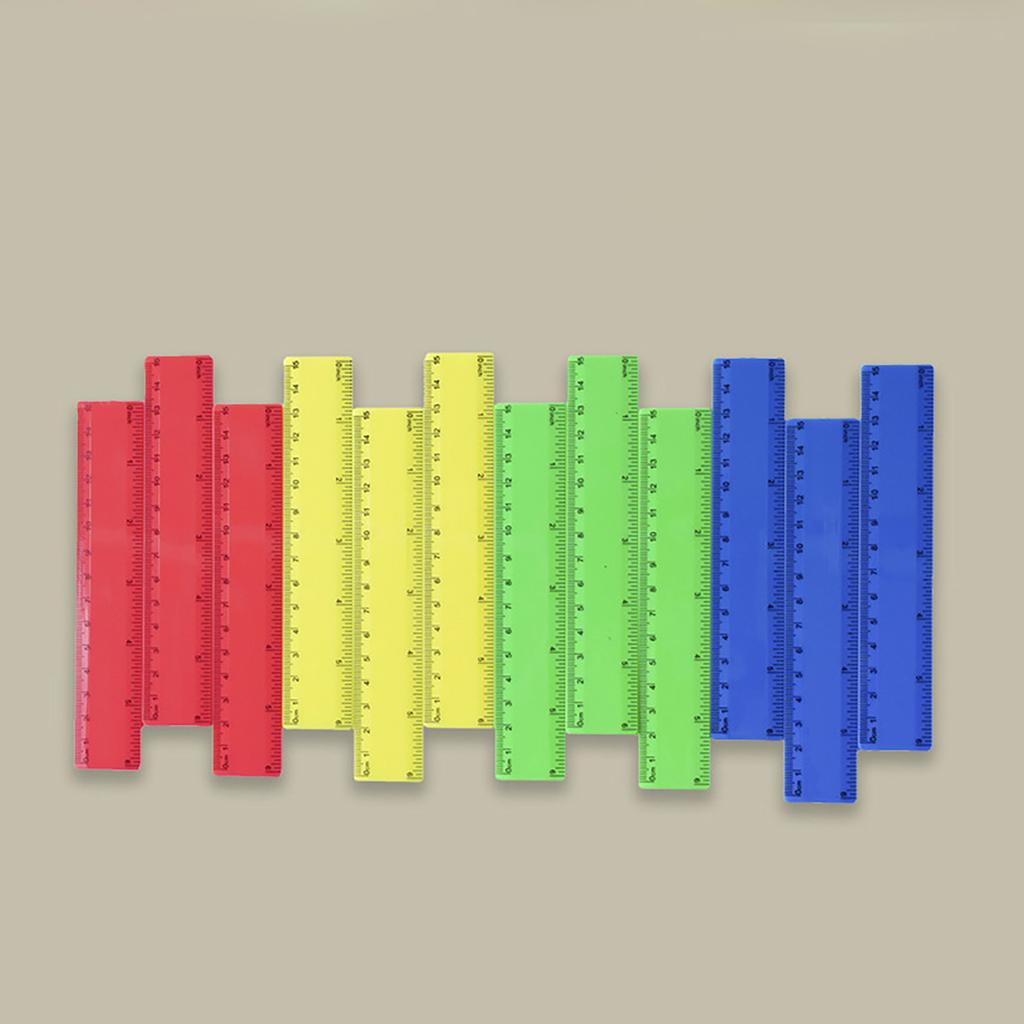 4Pcs Clear Colorful Ruler Kids Plastic Ruler for School Ruler with Centimeters Millimeter and Inches Assorted Color