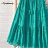 Весна-лето Женская милая юбка с высокой талией, фиолетово-зеленые юбки с кисточками, ажурные элегантные женские шикарные юбки