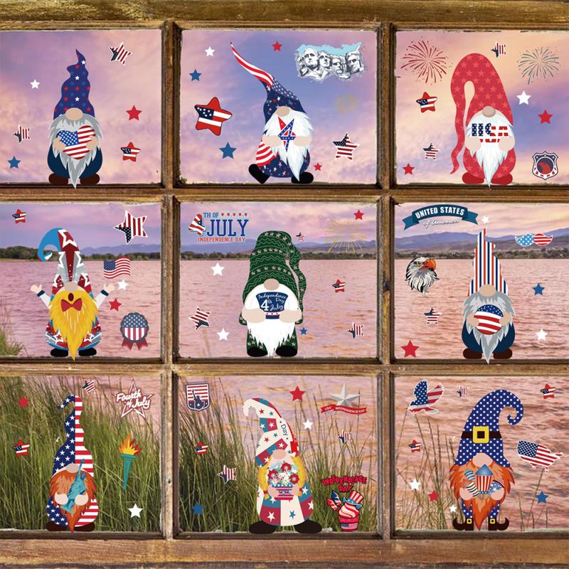 Горячий! 9 шт./набор Наклейка на стену ПВХ Наклейки на День независимости США Электростатические наклейки на окна